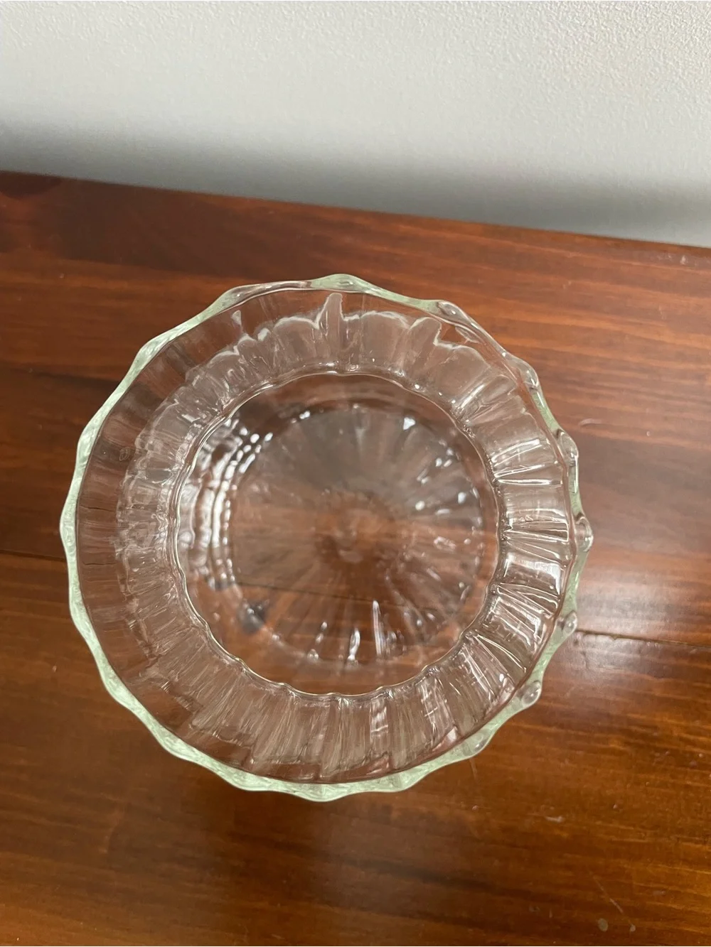 Clear Glass Ribbed Vase